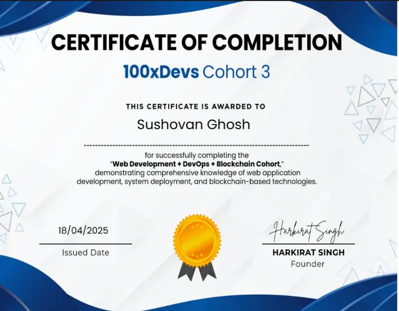 100xDevs Cohort 3 – Web Development, DevOps & Blockchain - 100xDevs