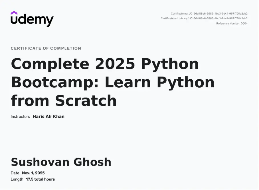 Python Bootcamp - Udemy
