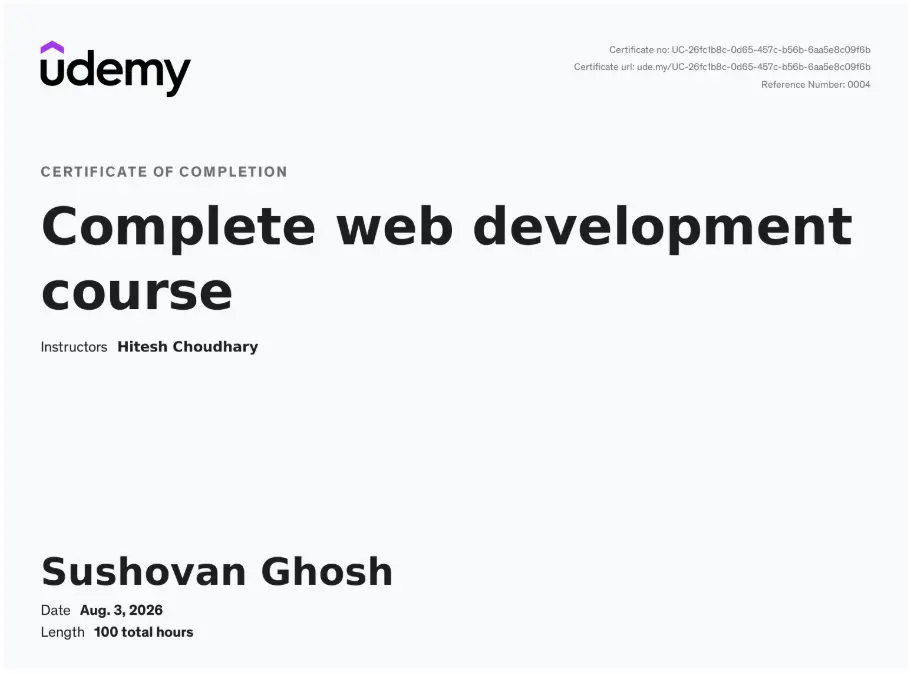 Complete Web Development Course - Udemy